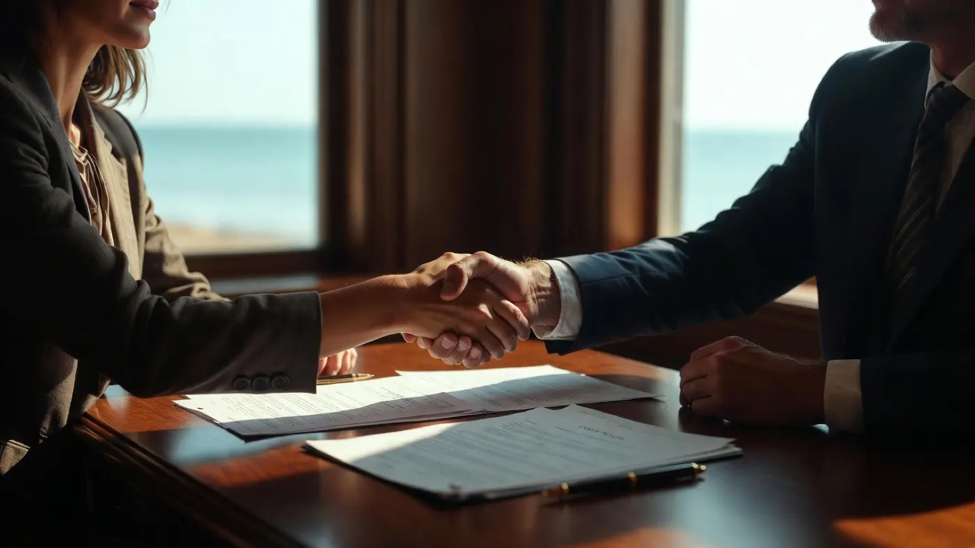 Attorney and client shaking hands